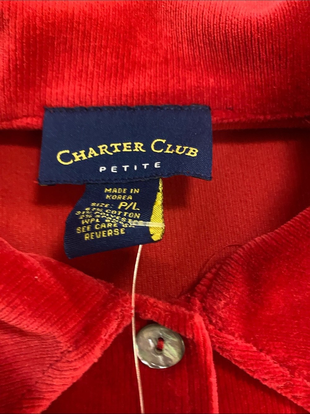 Charter Club Red Velour Button-Front Jacket - Picture 2 of 9